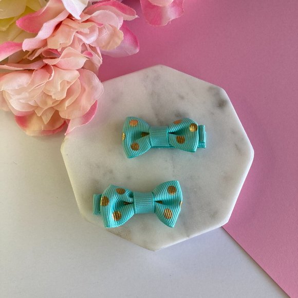 Set 6 Pcs Baby Mini Bows 3 Pairs Hair Clips for Girls and Baby New - Picture 4 of 7